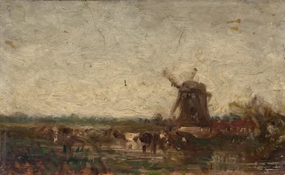 Holandia, młyn, ok. 1853 (olej na papierze na płótnie)