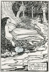 Ilustracja do "Wierszy Christiny Rossetti" (ołówek i tusz na papierze)
