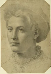Portret głowy młodzieńca w czapce, ok. 1530-40 (czarna kreda na białym papierze)
