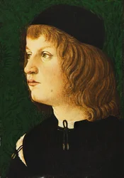 Portret młodzieńca, do biustu, w ciemnej czapce, ok.1475