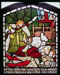 Śmierć Sir Tristana, z „Historia Tristana i Izoldy”, William Morris und Co. (witraż)
