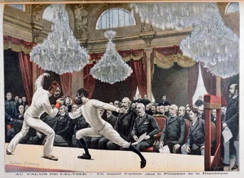 Szermierka przed Prezydentem Republiki, Palais de lÉlysée, 1895