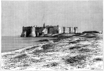 Wyspa Dżerba, zamek w pobliżu Hunt Suk, Tunezja, c1890