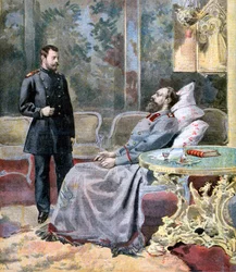 Carewicz Mikołaj i jego ojciec car Aleksander III Rosji, 1894