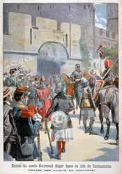 Wjazd hrabiego Raymonda Rogera do Carcassonne we Francji, 1898 r