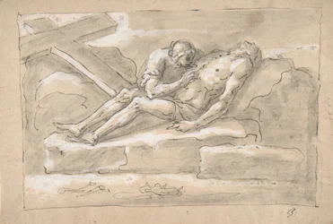 Zmarły Chrystus opłakiwany przez Magdalenę, która czci ranę boczną, 1787-1863.
