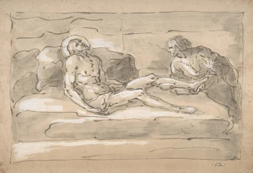 Martwy Chrystus opłakiwany przez Magdalenę, która czci rany na swoich stopach, 1787-1863.