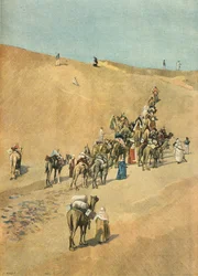 Karawana misji Marchand na pustyni w 1898 r. (rycina)