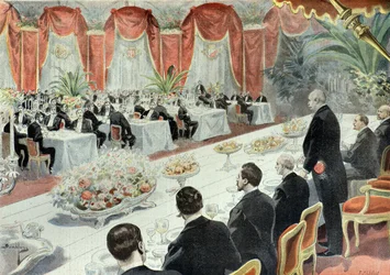 Kolacja wydana dla Felixa Faure przez przedstawicieli handlu i przemysłu w 1897 r. (rycina)