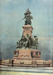 Pomnik upamiętniający obronę Saint Quentin przed Hiszpanami w 1557 r. (rycina)