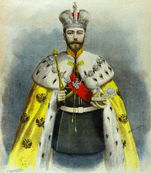 Portret cara Mikołaja II w stroju koronacyjnym w maju 1896 roku