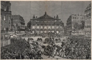 Zamieszki w Paryżu przeciwko wystawieniu «Lohengrina» Richarda Wagnera w Palais Garnier, 1891 - Demonstracja patriotyczna, Place de l