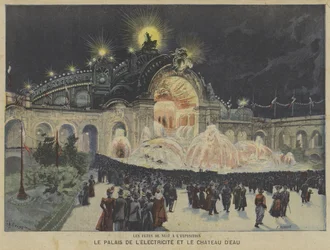Pałac Elektryczności i Zamek Wody nocą, Exposition Universelle 1900, Paryż