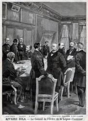 Rada Narodowego Orderu Legii Honorowej podczas afery Dreyfusa, rycina F. Meaulle’a według Garreya. „Le Petit Journal”, 24 kwietnia