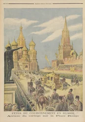 Uroczystość koronacji cara Mikołaja II (1894-1917): przybycie orszaku na Plac Czerwony, z „Le Petit Journal”, 31 maja 1896