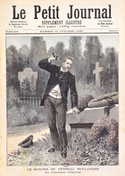 Samobójstwo generała Georgesa Ernesta Boulangera (1837-91) na cmentarzu w Ixelles, z „Le Petit Journal”, 10 października 1891