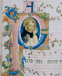 Dominikański święty. Ilustrowana miniatura w Mszale (ok. 9, verso)