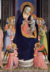 Madonna i dziecko z aniołami. Fragment ołtarza św. Dominika lub Pala di Fiesole (tempera na drewnie, ok. 1424-1428)