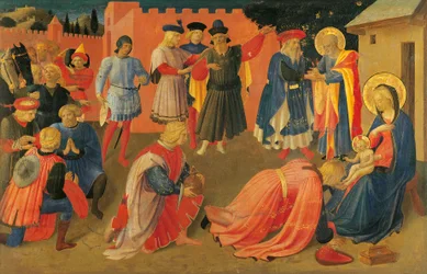 Pokłon Trzech Króli, Fragment środkowego panelu predelli, Tabernakulum lnianych sukien