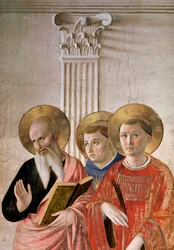 Madonna Cieni. Fragment: święty Jan, święty Tomasz i święty Wawrzyniec, ok. 1438-1446