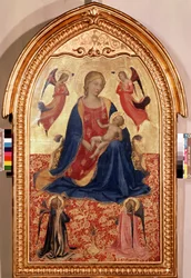 ""Dziewica z Dzieciątkiem i Aniołami"" (Dziewica i Dzieciątko z Aniołami) Tempera na desce autorstwa Guido di Pietro (lub Fra Giovanni da Fiesole) powiedział Fra Angelico lub il Beato (1400-1455) 1425 Wymiary 81x51 cm Muzeum pustelni , Sankt Petersburg