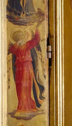 Anioł grający na trąbce, fragment Tryptyku Linaiuoli, 1433 (tempera na desce)