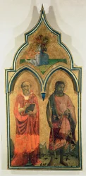 SS. Hieronim i Jan Chrzciciel, boczny panel z Madonny z Dzieciątkiem z Tabernakulum Trójcy Świętej, ok. 1430 (tempera na panelu) (zob. także 94746, 94748)