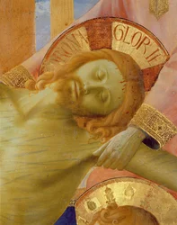 Ołtarz Santa Trinita, detal przedstawiający głowę zmarłego Chrystusa, ok. 1434 tempera i złoto na panelu