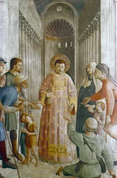 Św. Wawrzyniec dający jałmużnę ubogim, połowa XV wieku