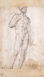 Akt trzymający pelerynę na ramionach,