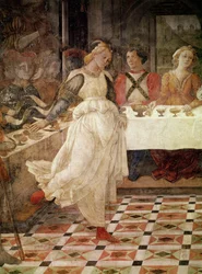 Salome tańcząca na uczcie Heroda, detal cyklu fresków z życiem świętych Szczepana i Jana Chrzciciela z głównej kaplicy, 1452-64