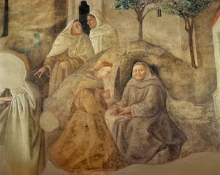 Reforma Reguły Karmelitów, fragment czterech braci karmelitów, fragment fresku ok. 1422 z 94764