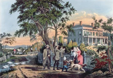 Po polowaniu, ryty przez Nathaniela Curriera (1813-88) 1855