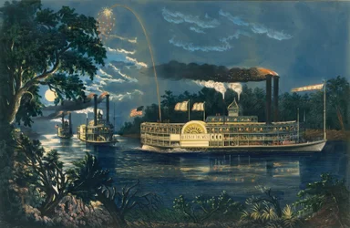 Zaokrąglanie zakrętu na Missisipi - Pożegnanie, 1866.