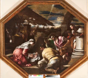 Adoracja pasterzy Obraz Francesco da Ponte dit Francesco Bassano (1549-1592) Genes, Musei di Strada Nuova