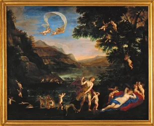 Adonis conduit pres de Venus par les Amours - bogowie miłości prowadzą Adonisa w kierunku Wenus ...