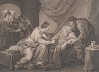 Król Lear i Kordelia Szekspir, Król Lear, akt 4, scena 7, ca. 1783.