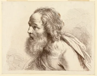 Portret starca z brodą z nagimi ramionami
