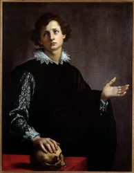 Portret młodego mężczyzny. Obraz (Vanita) Francesco Currado (1570-1661)