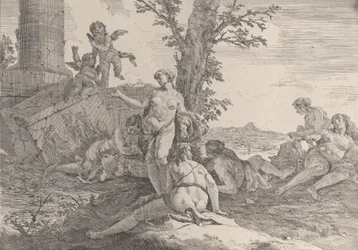 Sześć nimf i dwa putta z Bacchanals i Histories, 1744.