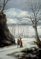 Para na drodze w środku zimy. Obraz Francesco Foschi (? - 1805)