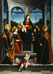 Dziewica z Dzieciątkiem ze świętymi Benedyktem, Justyną, Placidusem i Scholastykią, ok. 1515