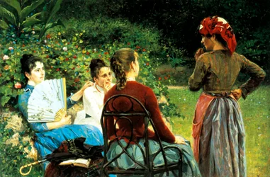 Fernanda Gioli i jej przyjaciele – Francesco Gioli (1846-1922), olej na płótnie, 45x68 cm