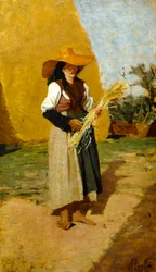 Studium dla Gleaner (parka polowa) Francesco Gioli (1846-1922), olej na desce, 32x19 cm