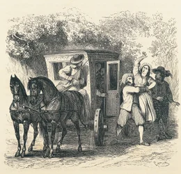 Porwanie Łucji, epizod z Narzeczonego, Alessandro Manzoni (1785-1873), ilustracja Francesco Gonin (1808-1889) do wydania z 1840 r.