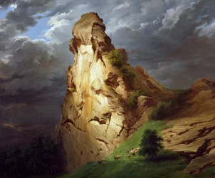 Twierdza Sepay koło Viggiu, autor Francesco Gonin (1808-1889), olej na płótnie, 81x100 cm