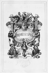 Narzeczeni, strona tytułowa autorstwa Francesca Gonina (1808-1889) do wydania powieści Alessandra Manzoniego (1785-1873) z lat 1840-1842, Włochy