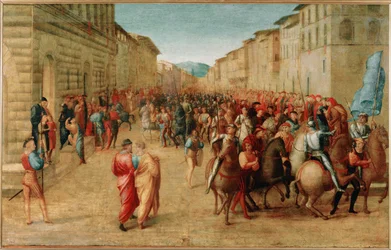 Wjazd króla Francji Karola VIII do Florencji (olej na drewnie)