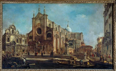 Campo kościoła Giovanni i Paolo z Scuola di San Marco w Wenecji około 1766-1770. Malarstwo Francesco Guardi