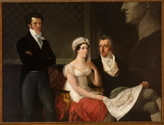 Portret rodziny Cicognara, z popiersiem Antonio Canovy autorstwa Hayeza, Francesco (1791-1882). olej na płótnie
